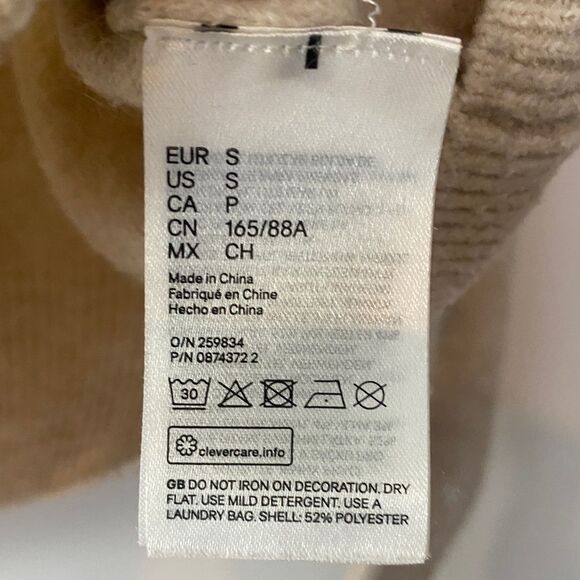 H&M Wool Pearl Studded Oversized Crewneck Sweater Women's Small Preppy Holiday - Picture 11 of 12